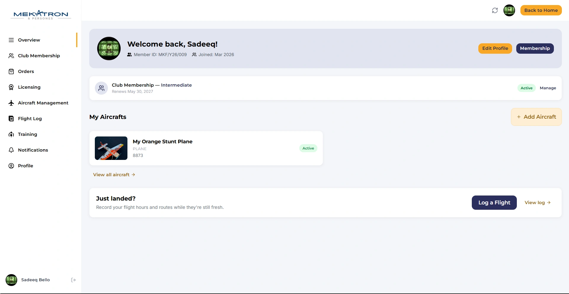 Member account