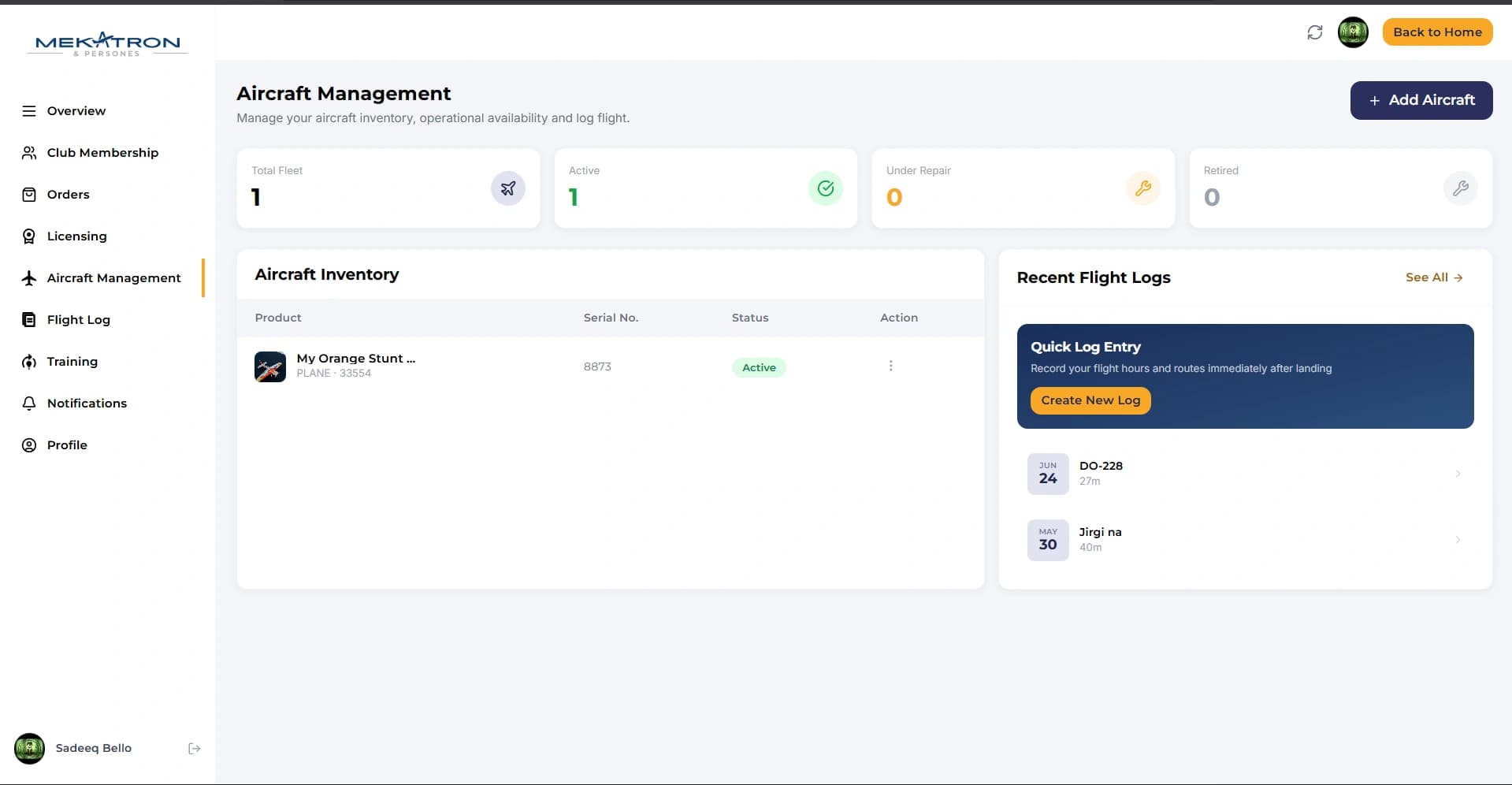 Aircraft management