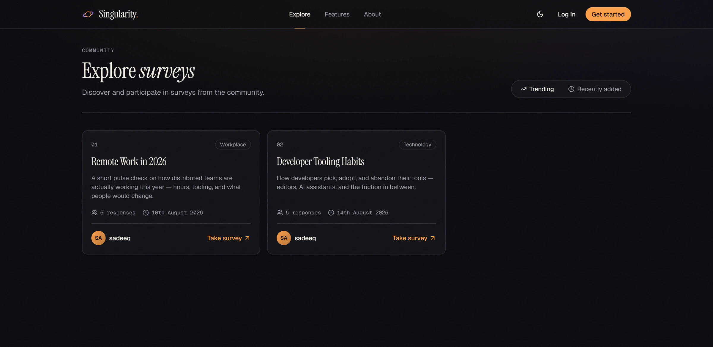Explore surveys